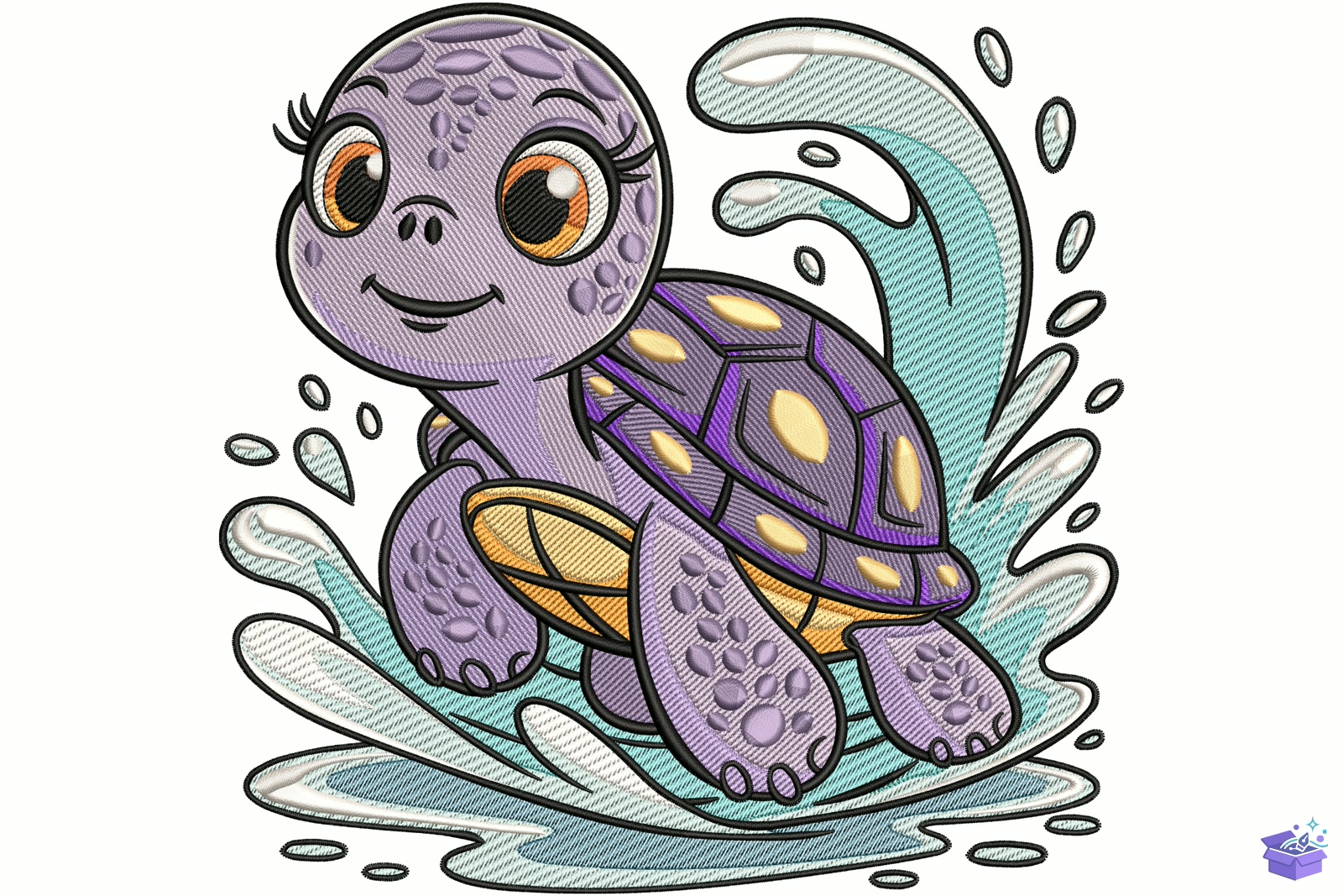 Cartoon Sea Turtle - Makine Nakış Deseni (SVG, DXF, EPS, PNG) - Nakış Desenleri İndir (DXF, SVG, EPS)