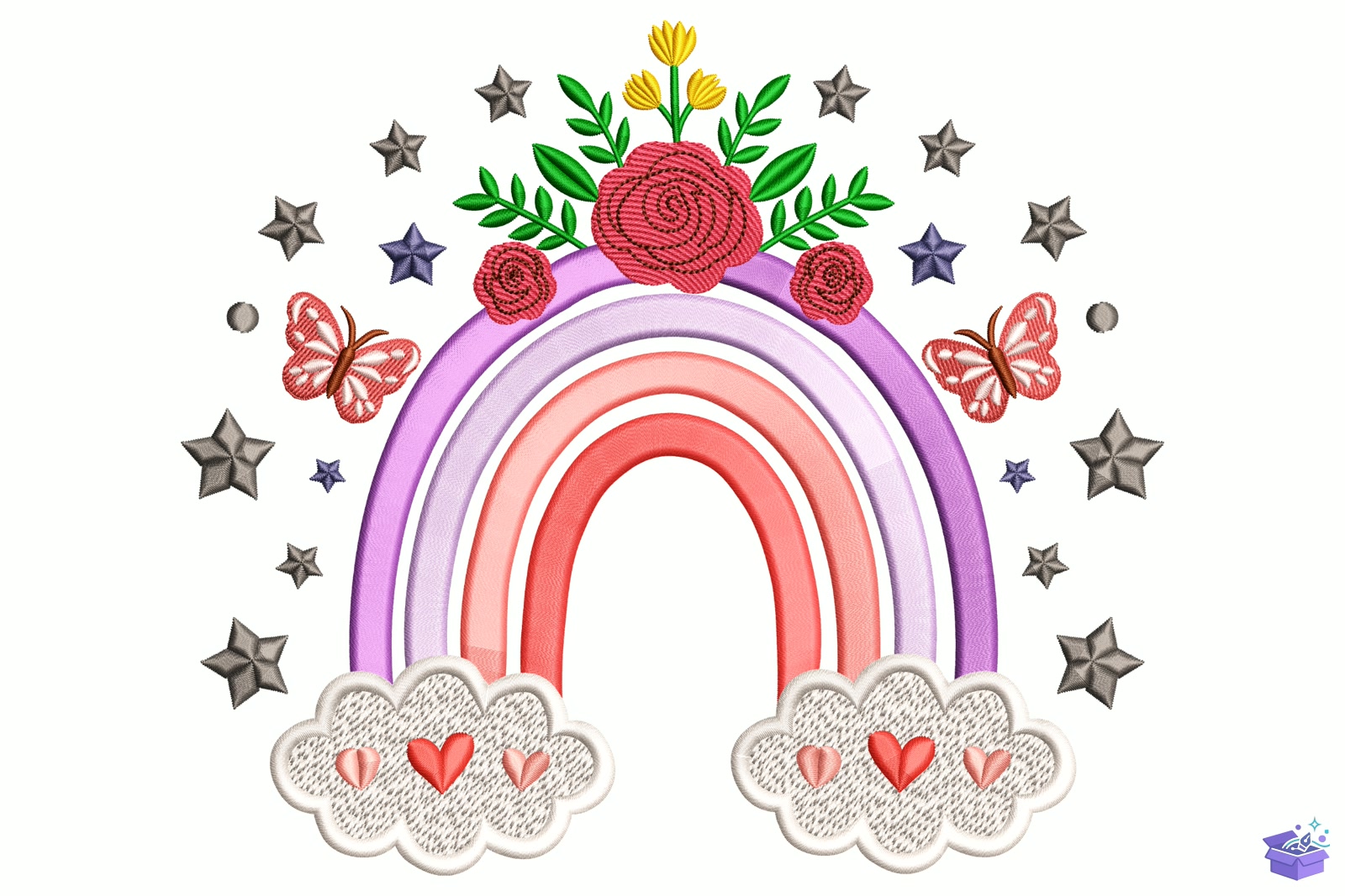 Floral Rainbow - Makine Nakış Deseni (SVG, DXF, EPS, PNG) - Nakış Desenleri İndir (DXF, SVG, AI)