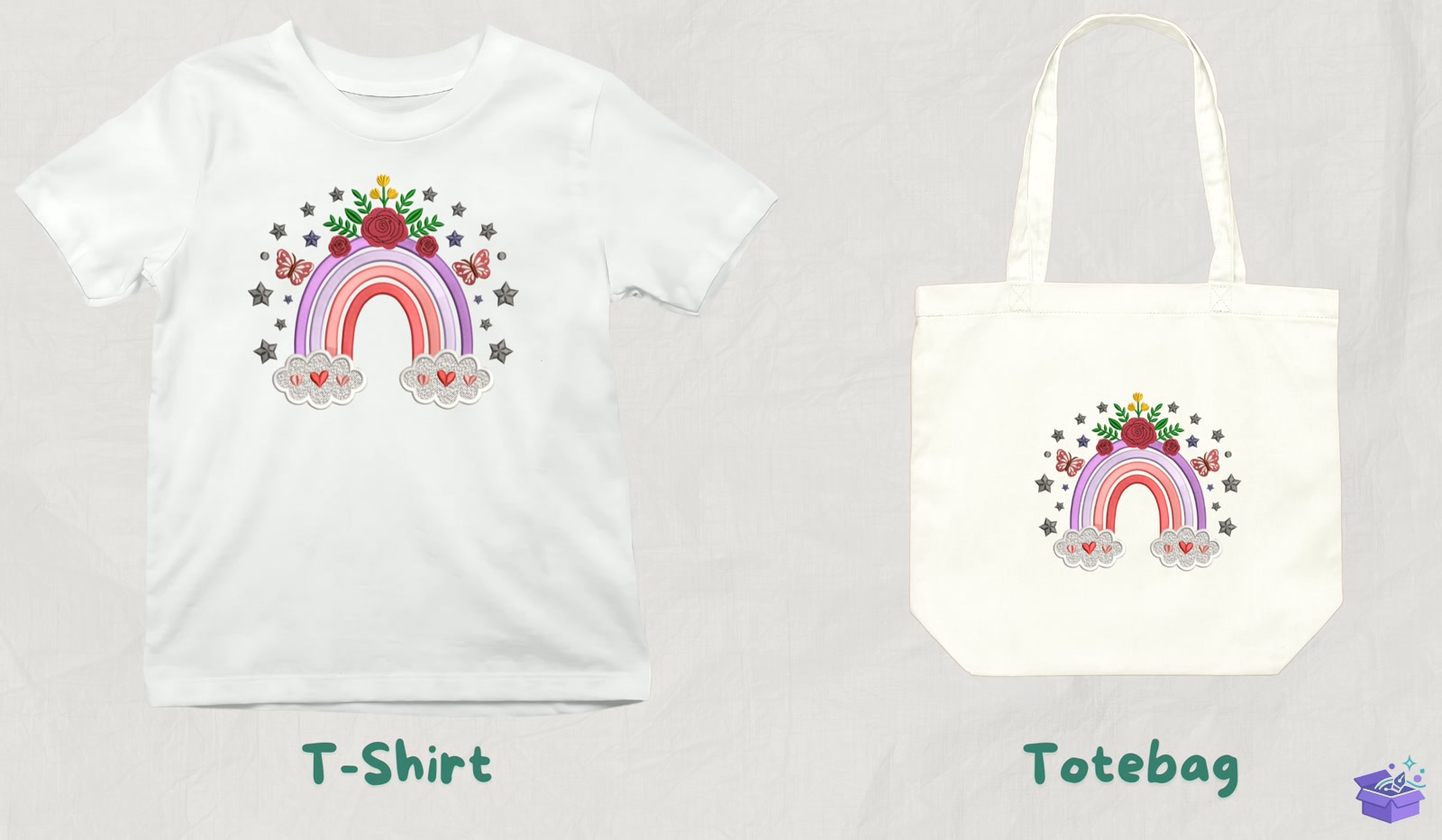 Floral Rainbow - Makine Nakış Deseni (SVG, DXF, EPS, PNG) - detaylı önizleme 3