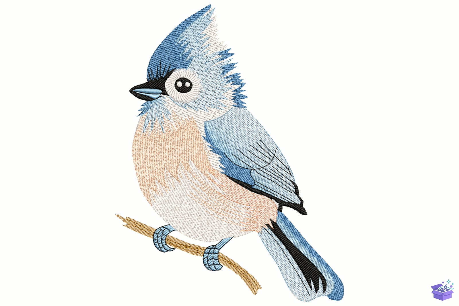 Blue Jay Kuş Figürü - Makine Nakış Deseni (SVG, DXF, EPS, PNG) - detaylı önizleme 5