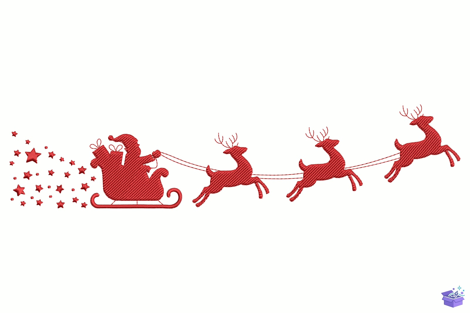 Santa Sleigh With Ren Geyiği - Makine Nakış Deseni (SVG, DXF, EPS, PNG) - Nakış Desenleri İndir (DXF, SVG, EPS)
