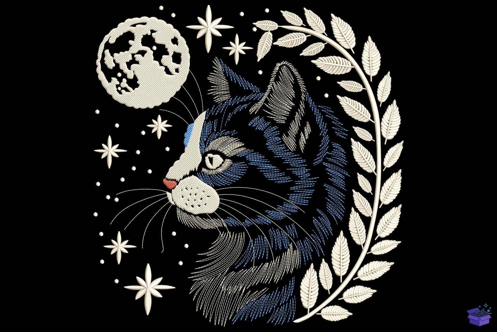 Celestial Wolf - Makine Nakış Deseni (SVG, DXF, EPS, PNG) - Nakış Desenleri İndir (DXF, SVG, AI)