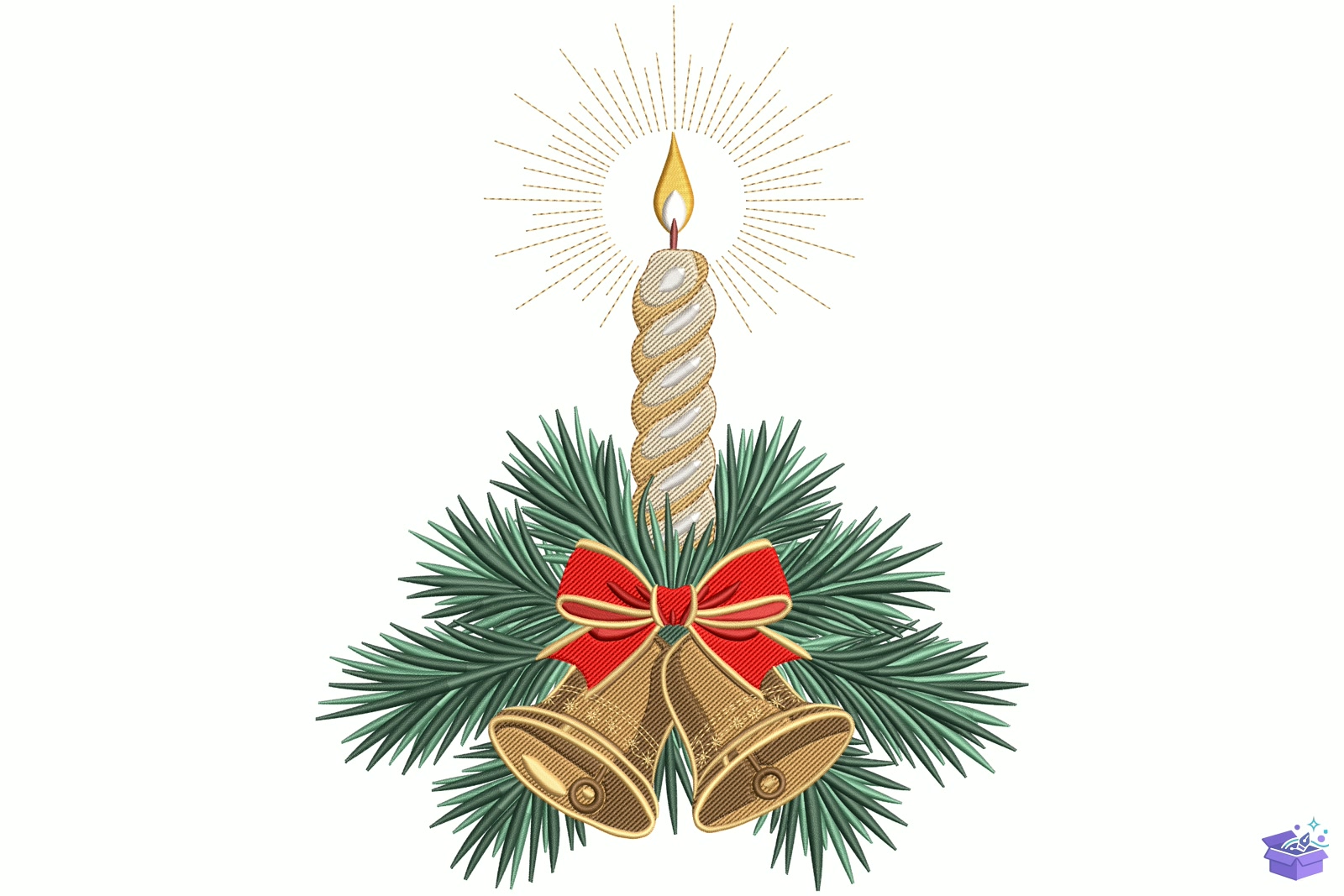Yılbaşı Candle With Bells - Makine Nakış Deseni (SVG, DXF, EPS, PNG) - detaylı önizleme 5