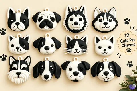 Cute Pet Charms Anahtarlık 3D Baskı - 3D Baskı ve Model Dosyası (STL, OBJ, 3MF) - 3D Baskı  İndir (STL, OBJ, 3MF)
