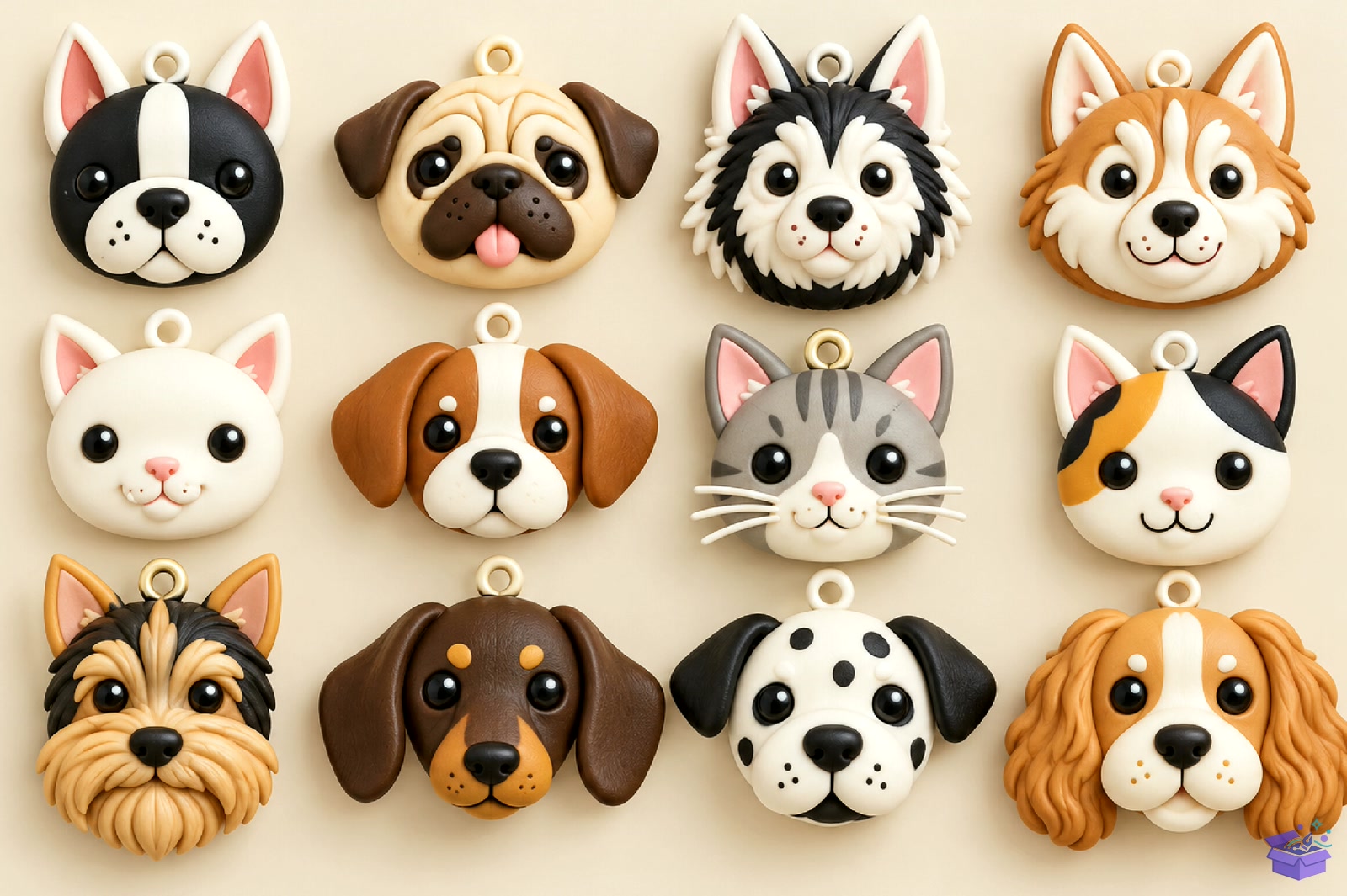 Cute Pet Charms Anahtarlık 3D Baskı - 3D Baskı ve Model Dosyası (STL, OBJ, 3MF) - detaylı önizleme 2