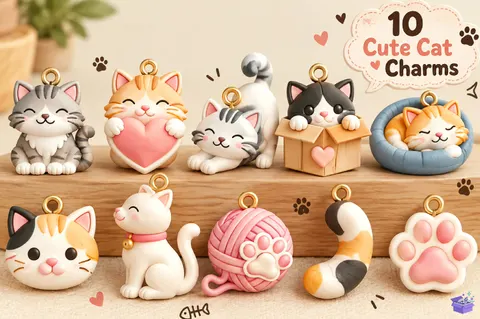 Cute Kedi Charms 3D Baskı Files - 3D Baskı ve Model Dosyası (STL, OBJ, 3MF) - 3D Baskı  İndir (STL, OBJ, 3MF)