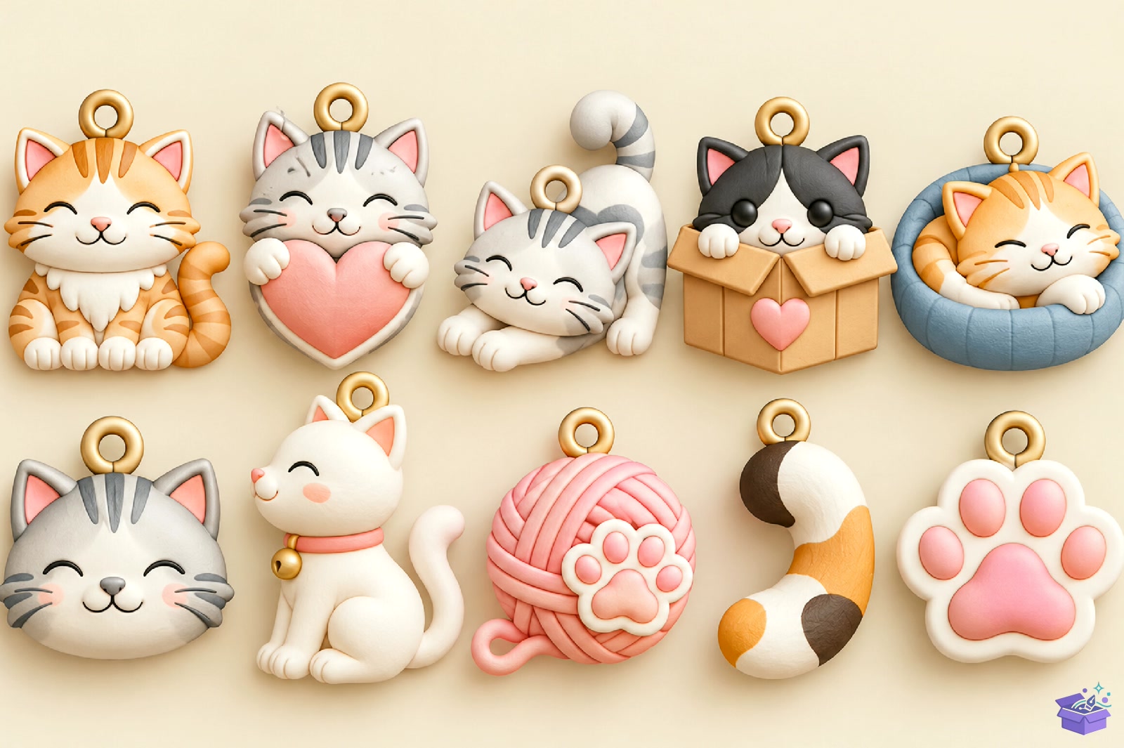 Cute Kedi Charms 3D Baskı Files - 3D Baskı ve Model Dosyası (STL, OBJ, 3MF) - detaylı önizleme 5