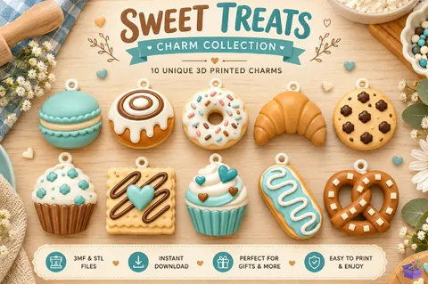 Pastel Bakery Charm Anahtarlık Designs - 3D Baskı ve Model Dosyası (STL, OBJ, 3MF) - 3D Baskı  İndir (STL, OBJ, 3MF)