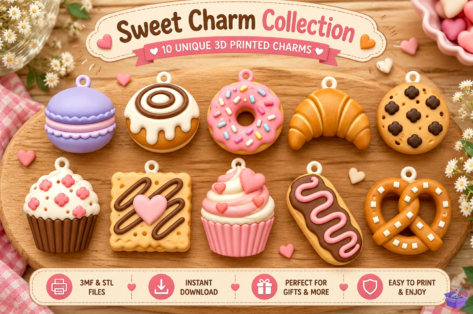 Pastel Bakery Charm Anahtarlık Designs - 3D Baskı ve Model Dosyası (STL, OBJ, 3MF) - detaylı önizleme 4