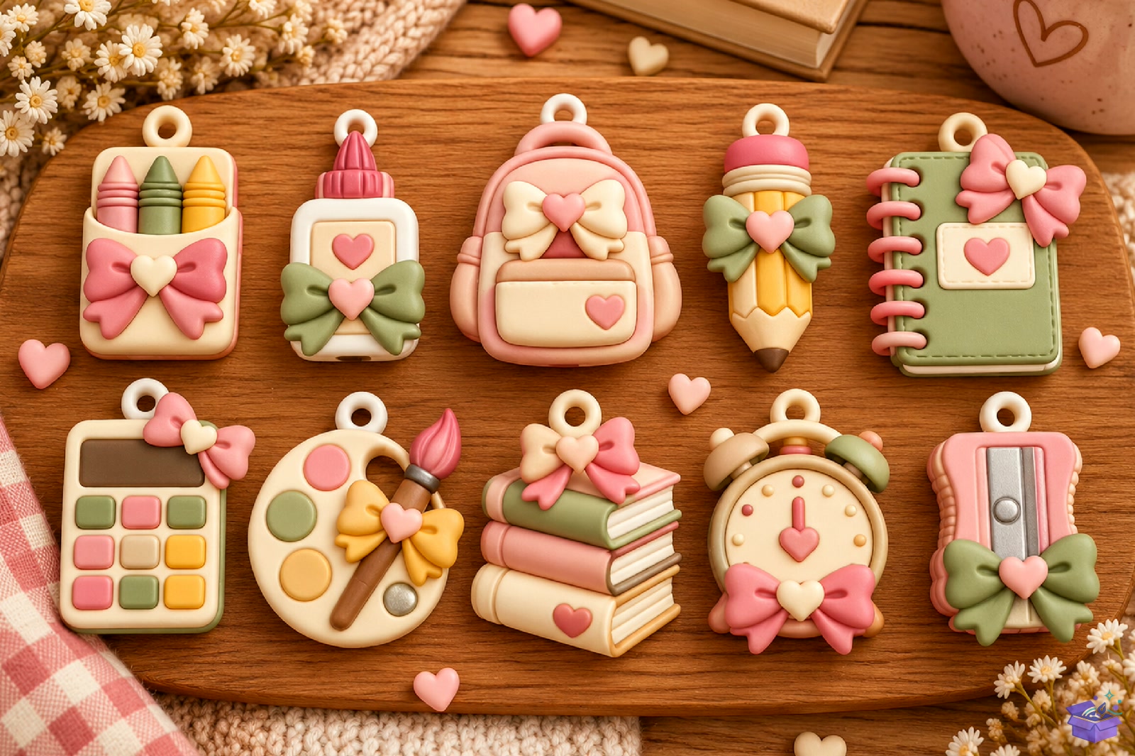 Cute School Supplies Anahtarlık Design - 3D Baskı ve Model Dosyası (STL, OBJ, 3MF) - detaylı önizleme 2