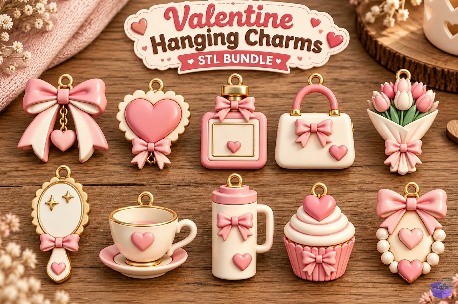 Valentine Hanging Charms STL - 3D Baskı ve Model Dosyası (STL, OBJ, 3MF) - detaylı önizleme 6