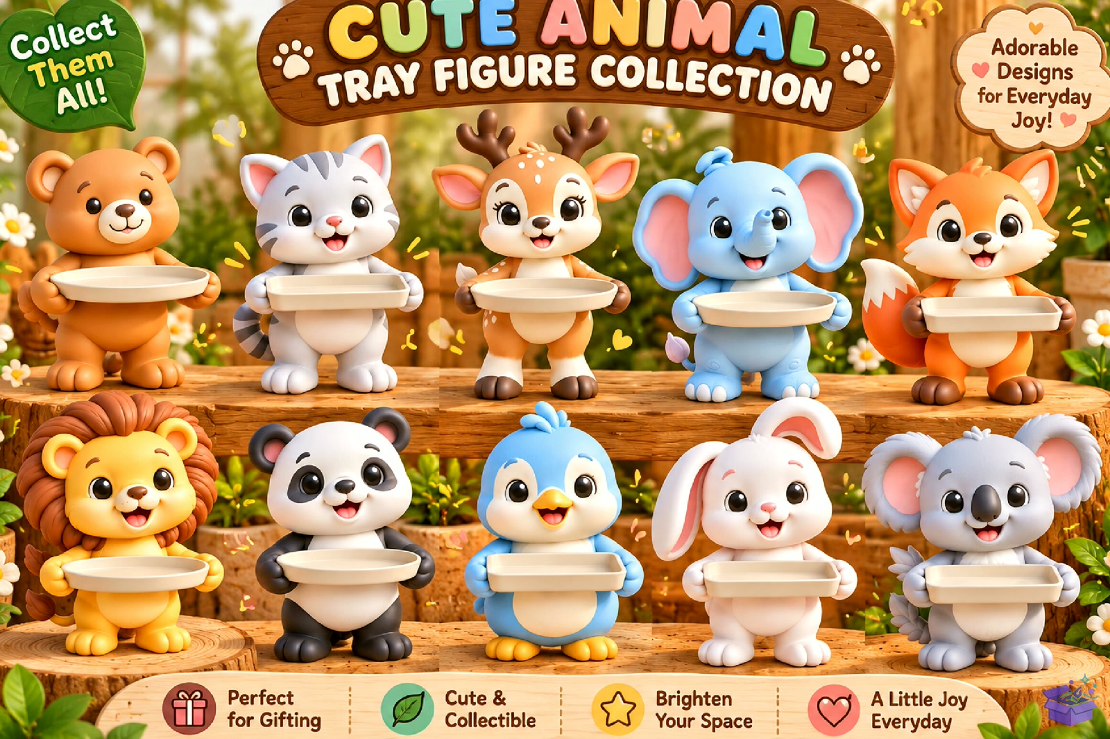 Cute Animal Tray Figür Collection - 3D Baskı ve Model Dosyası (STL, OBJ, 3MF) - 3D Baskı  İndir (STL, OBJ, 3MF)