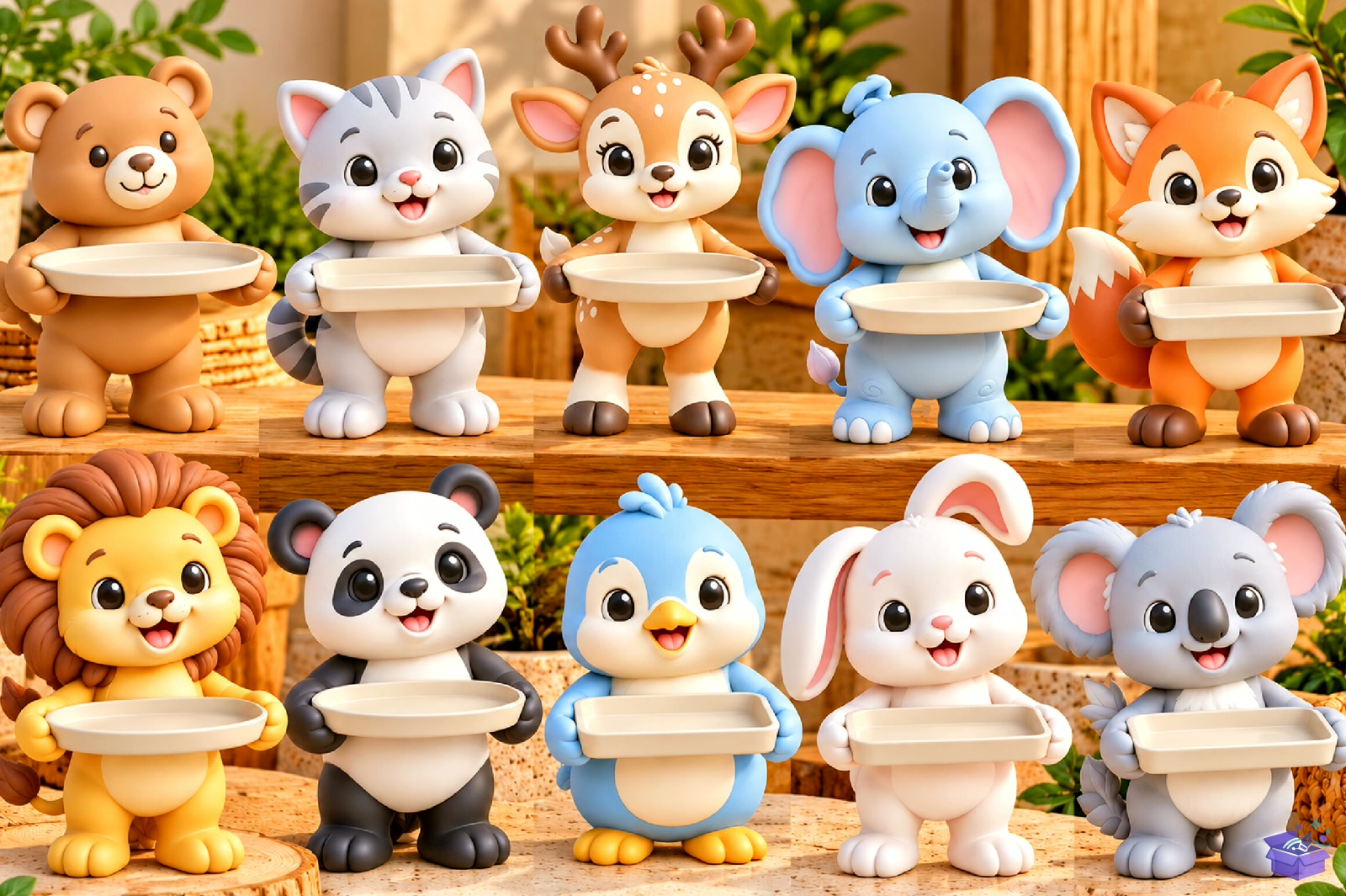 Cute Animal Tray Figür Collection - 3D Baskı ve Model Dosyası (STL, OBJ, 3MF) - detaylı önizleme 2