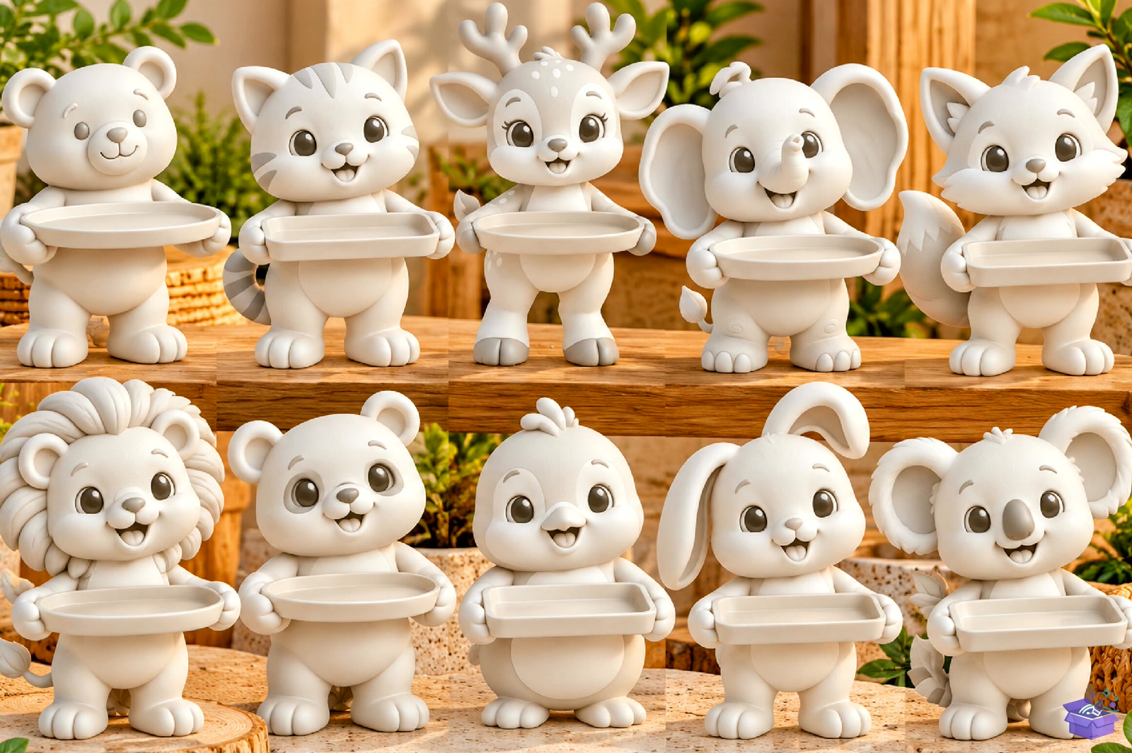 Cute Animal Tray Figür Collection - 3D Baskı ve Model Dosyası (STL, OBJ, 3MF) - detaylı önizleme 3