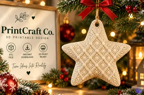 Knit Star Yılbaşı Ağaç Süsü STL - 3D Baskı ve Model Dosyası (STL, OBJ, 3MF) - 3D Baskı  İndir (STL, OBJ, 3MF)