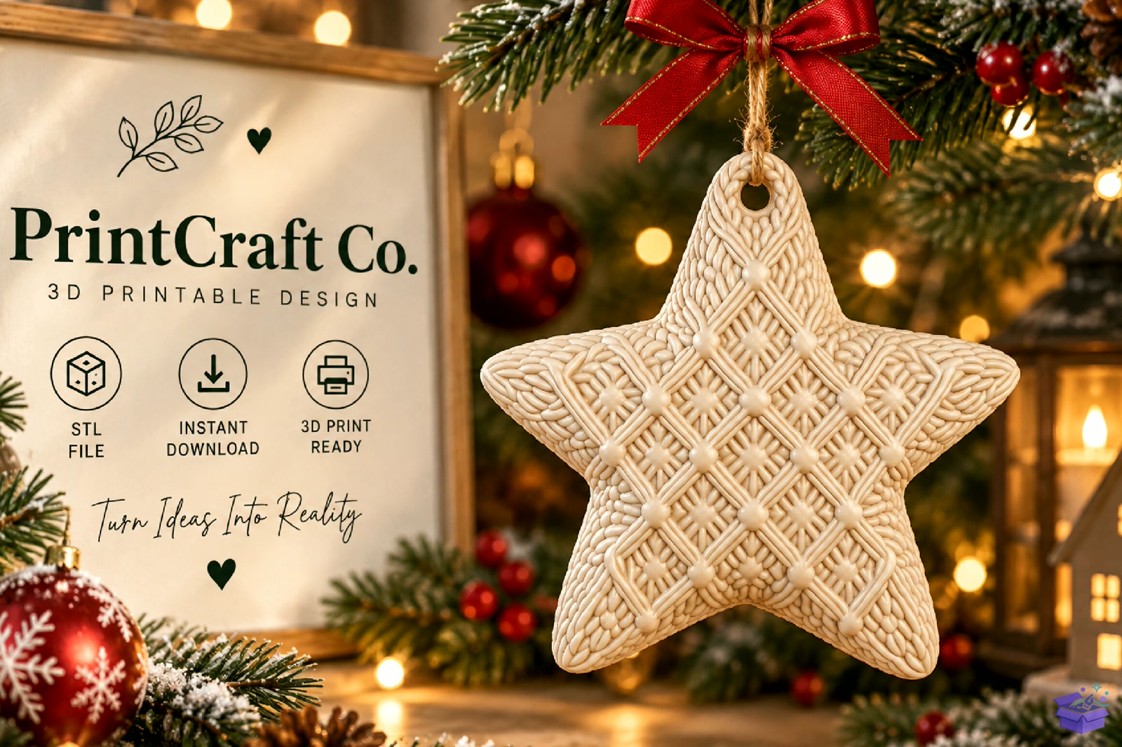 Knit Star Yılbaşı Ağaç Süsü STL - 3D Baskı ve Model Dosyası (STL, OBJ, 3MF) - detaylı önizleme 6