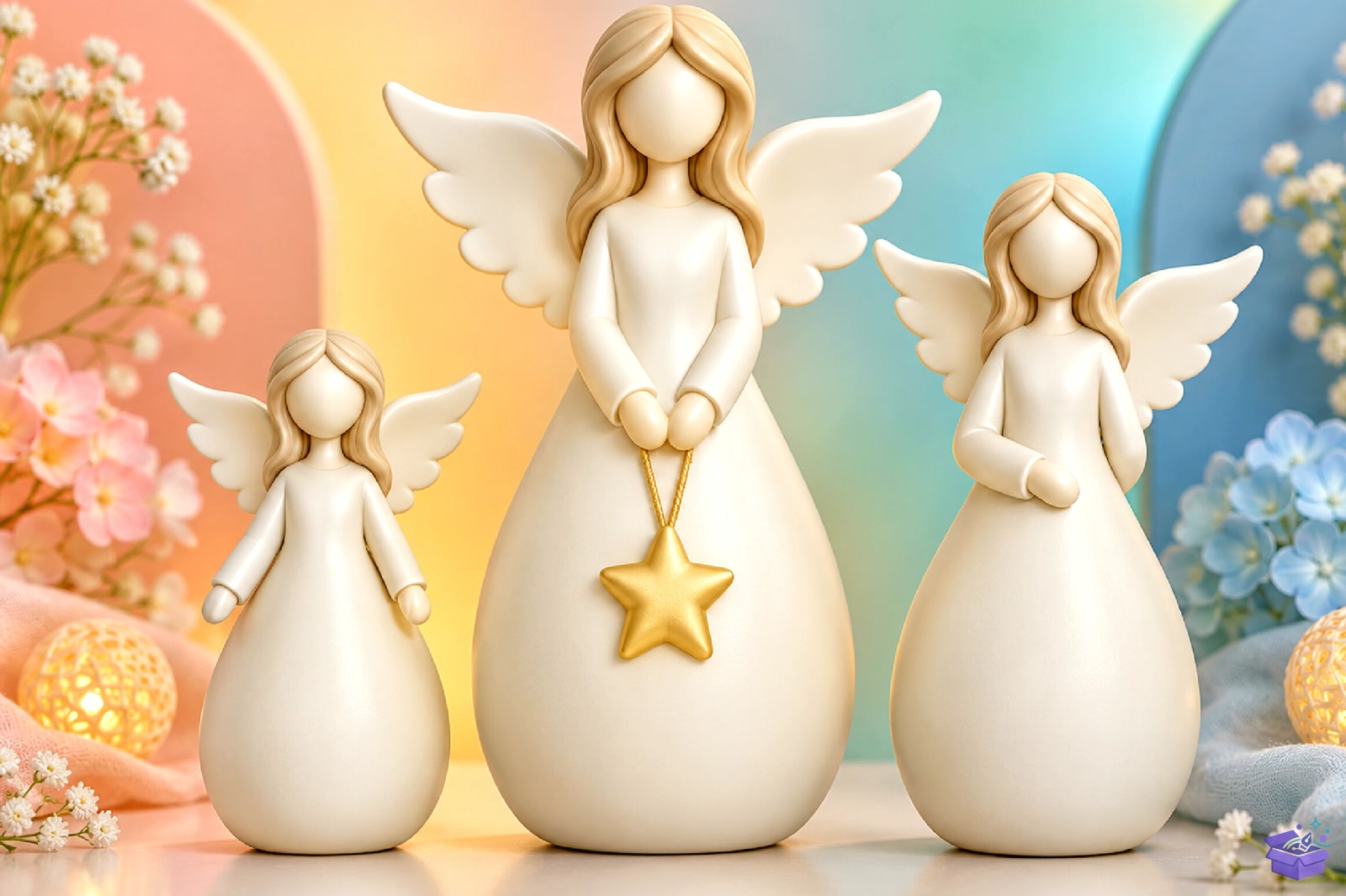 Minimalist Angel Trio 3D STL Print File - 3D Baskı ve Model Dosyası (STL, OBJ, 3MF) - detaylı önizleme 3