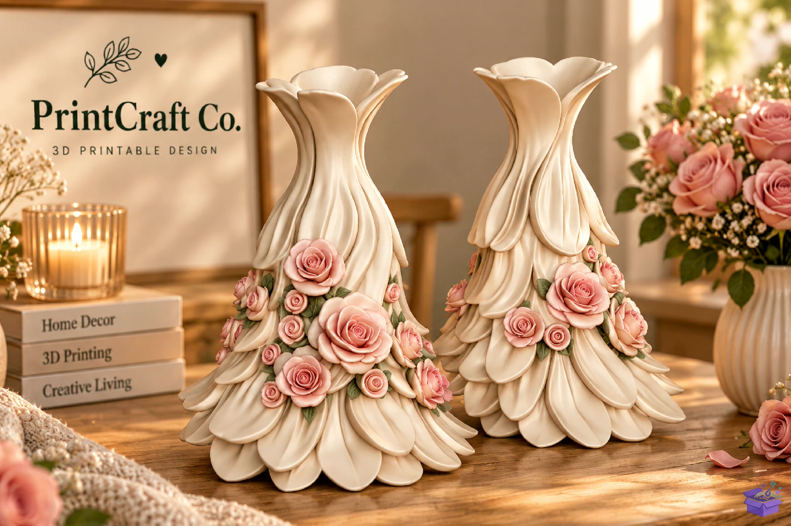 Elegant Rose Petal Floral Vazo Tasarımı STL - 3D Baskı ve Model Dosyası (STL, OBJ, 3MF) - detaylı önizleme 4