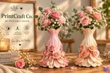 Zarif Gül Yapraklı Çiçek Vazosu - 3D Baskı ve Model Dosyası (STL) - detaylı önizleme 6