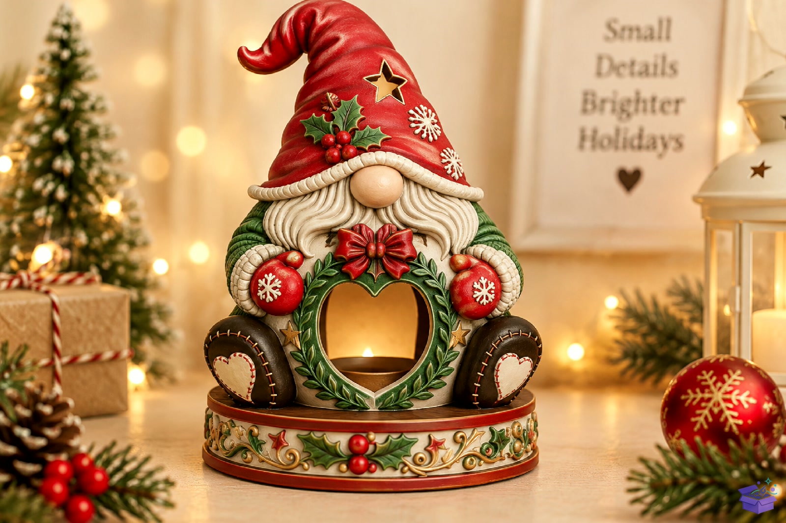 Cozy Holiday Gnome Tealight Tutucu STL - 3D Baskı ve Model Dosyası (STL, OBJ, 3MF) - detaylı önizleme 2