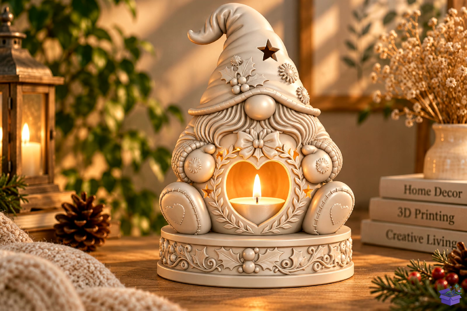 Cozy Holiday Gnome Tealight Tutucu STL - 3D Baskı ve Model Dosyası (STL, OBJ, 3MF) - detaylı önizleme 3