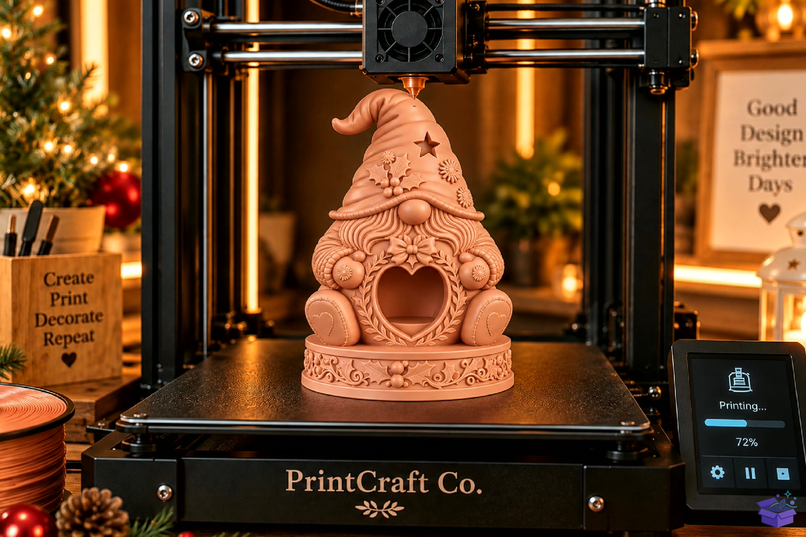 Cozy Holiday Gnome Tealight Tutucu STL - 3D Baskı ve Model Dosyası (STL, OBJ, 3MF) - detaylı önizleme 5