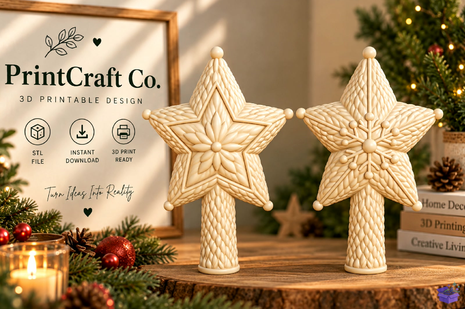 Cozy Knit Star Ağaç Topper STL - 3D Baskı ve Model Dosyası (STL, OBJ, 3MF) - detaylı önizleme 6