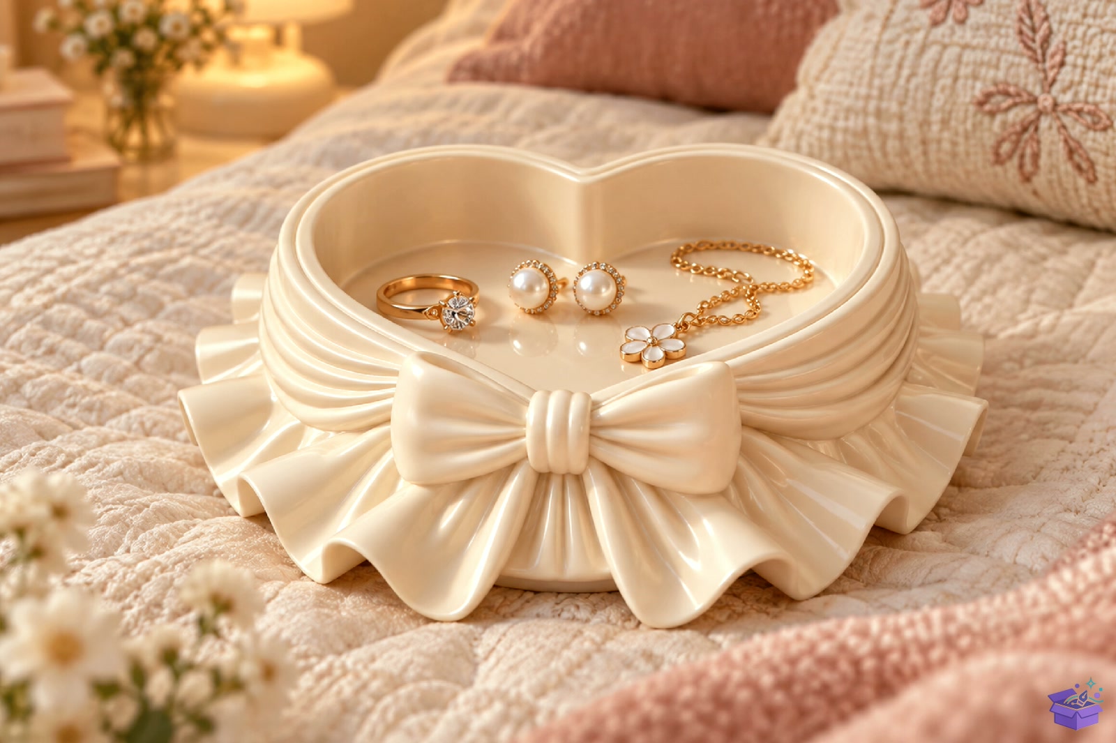 Kalp Temalı Bow Takı Aksesuar Tray STL - 3D Baskı ve Model Dosyası (STL, OBJ, 3MF) - detaylı önizleme 4