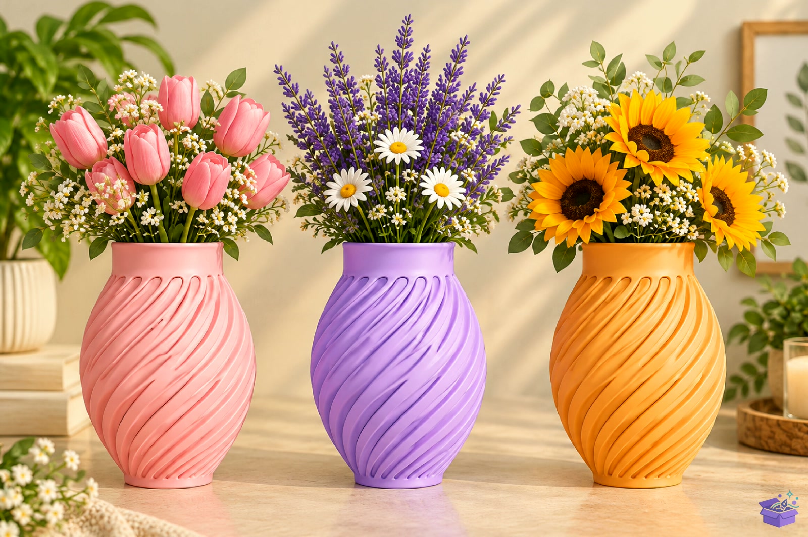 Spiral Ribbed Çiçek Vazo Tasarımı STL - 3D Baskı ve Model Dosyası (STL, OBJ, 3MF) - detaylı önizleme 4