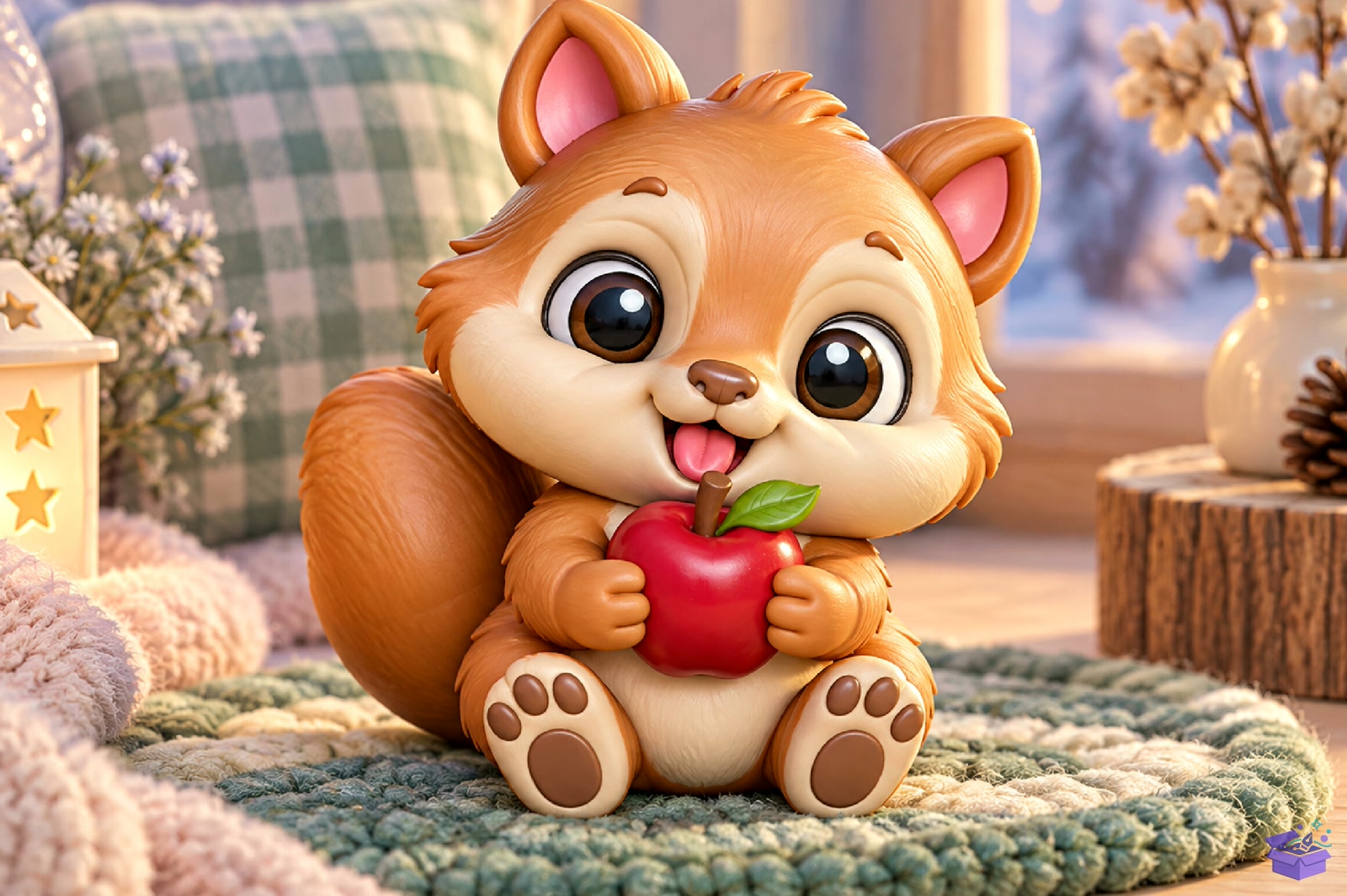 Cute Squirrel Apple Figurine STL - 3D Baskı ve Model Dosyası (STL, OBJ, 3MF) - detaylı önizleme 2
