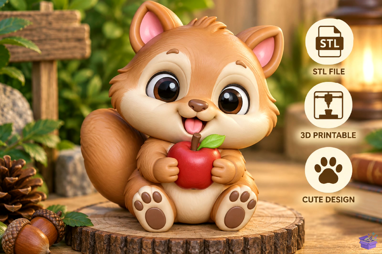 Cute Squirrel Apple Figurine STL - 3D Baskı ve Model Dosyası (STL, OBJ, 3MF) - detaylı önizleme 4