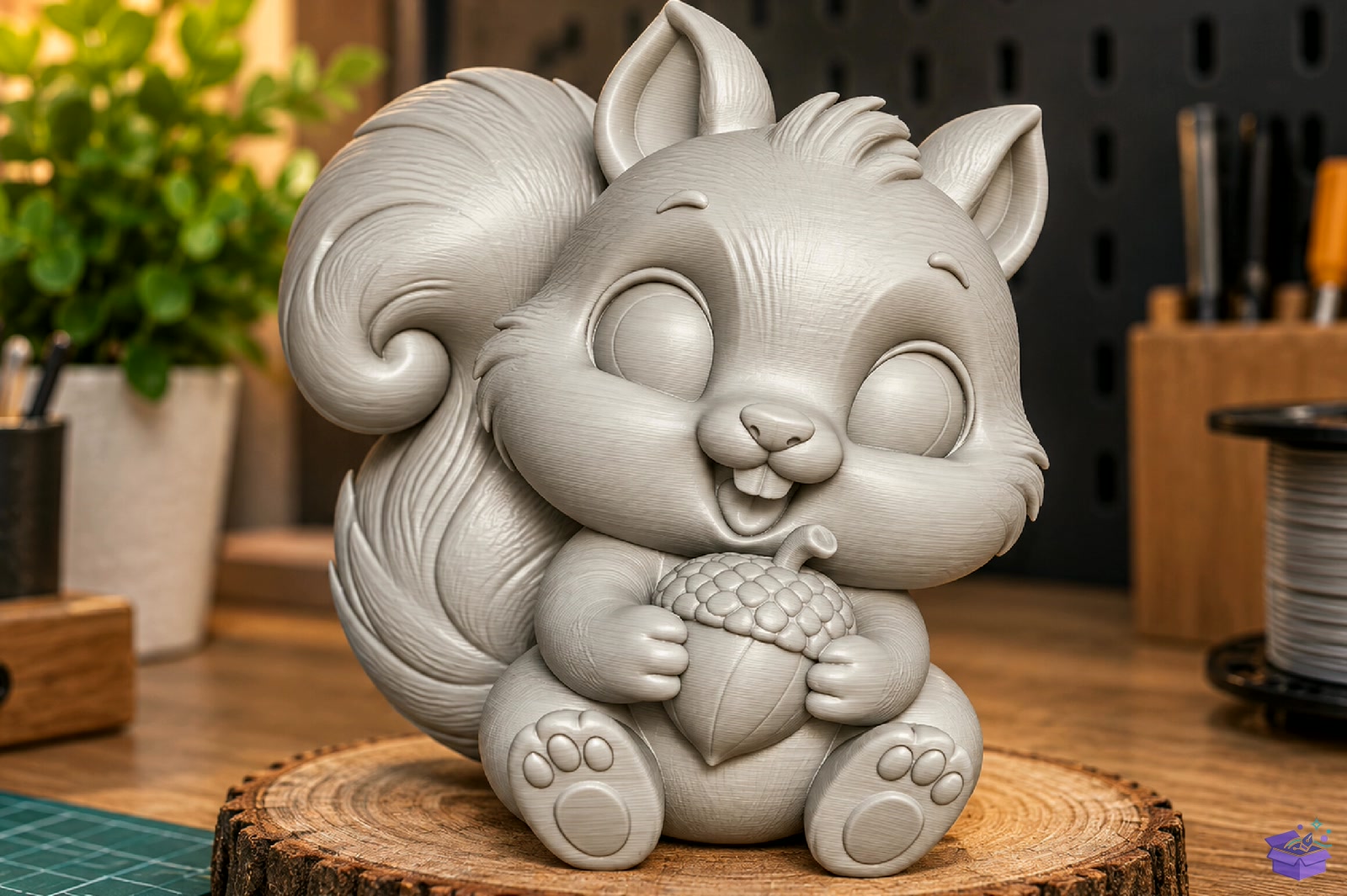 Cute Squirrel Acorn Figurine STL - 3D Baskı ve Model Dosyası (STL, OBJ, 3MF) - detaylı önizleme 3