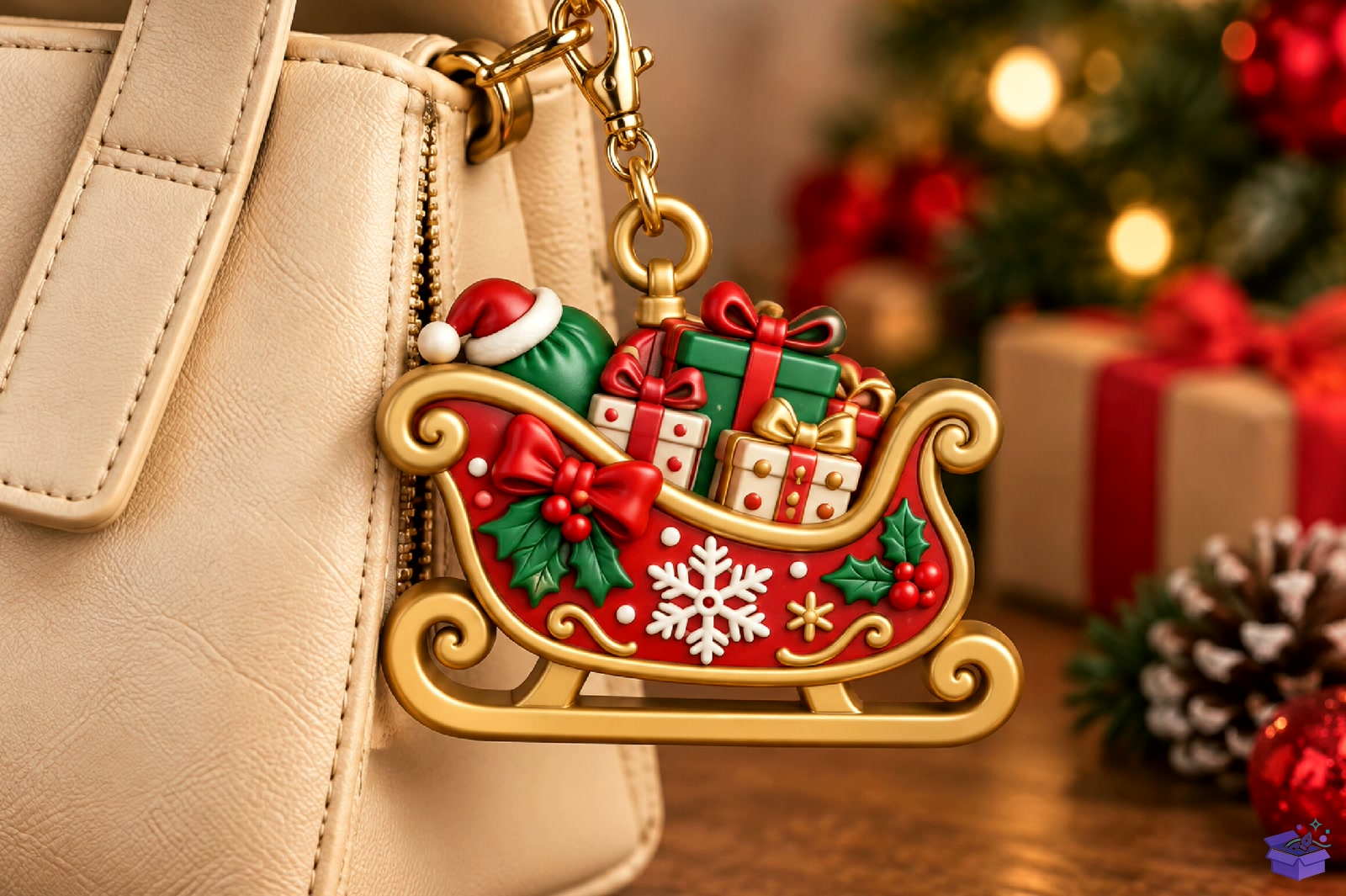 Yılbaşı Sleigh Gift Anahtarlık STL - 3D Baskı ve Model Dosyası (STL, OBJ, 3MF) - detaylı önizleme 2