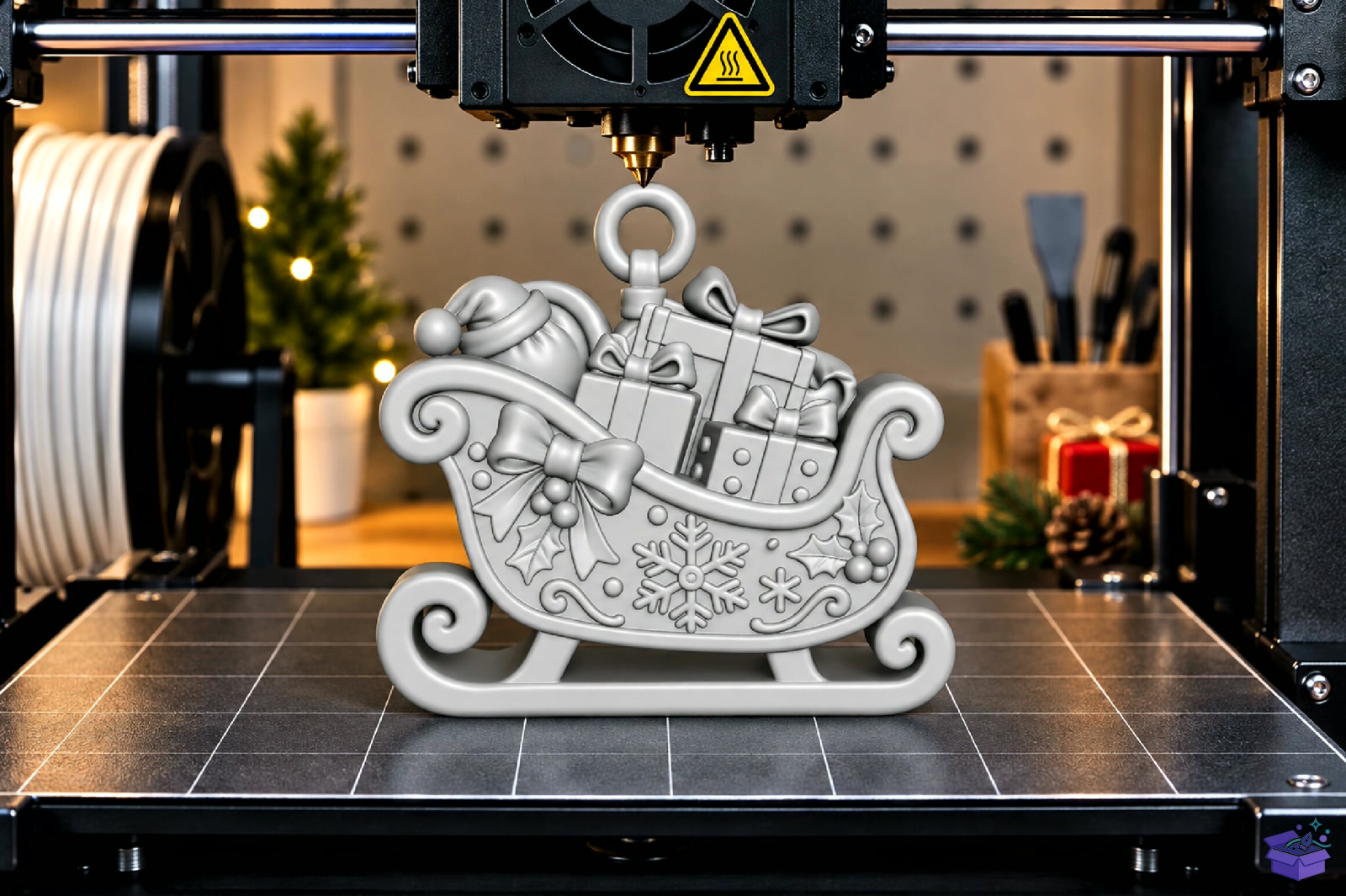 Yılbaşı Sleigh Gift Anahtarlık STL - 3D Baskı ve Model Dosyası (STL, OBJ, 3MF) - detaylı önizleme 3