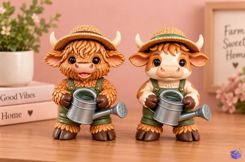 Cute Farmer Cow 3D STL - 3D Baskı ve Model Dosyası (STL, OBJ, 3MF) - 3D Baskı  İndir (STL, OBJ, 3MF)