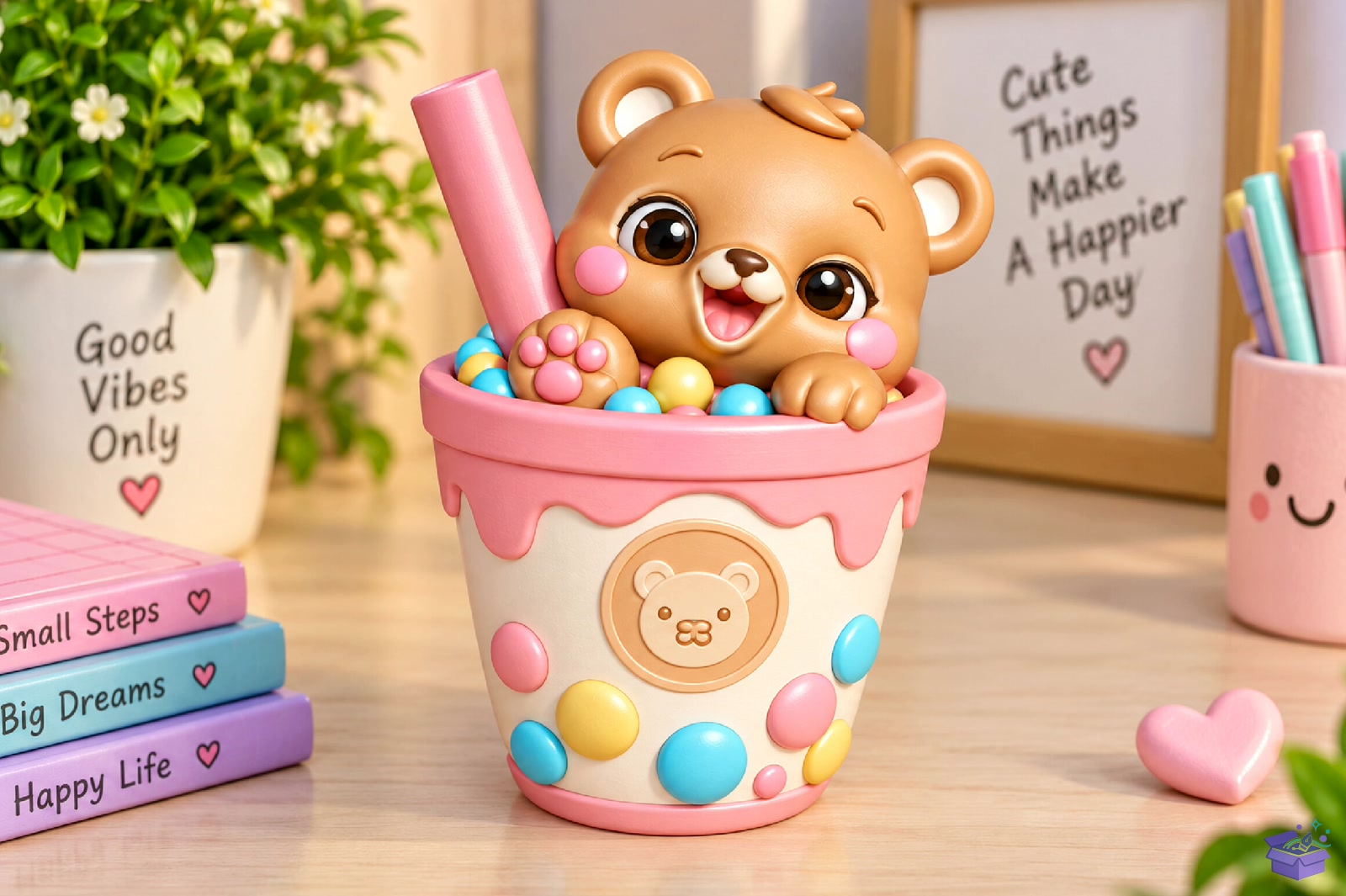 Kawaii Cute Bear Desk Decor STL - 3D Baskı ve Model Dosyası (STL, OBJ, 3MF) - detaylı önizleme 3