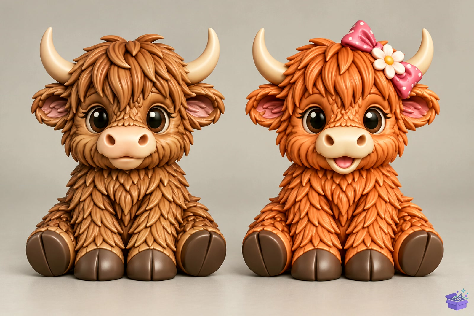 Cute Highland Cow Figurines STL - 3D Baskı ve Model Dosyası (STL, OBJ, 3MF) - detaylı önizleme 3