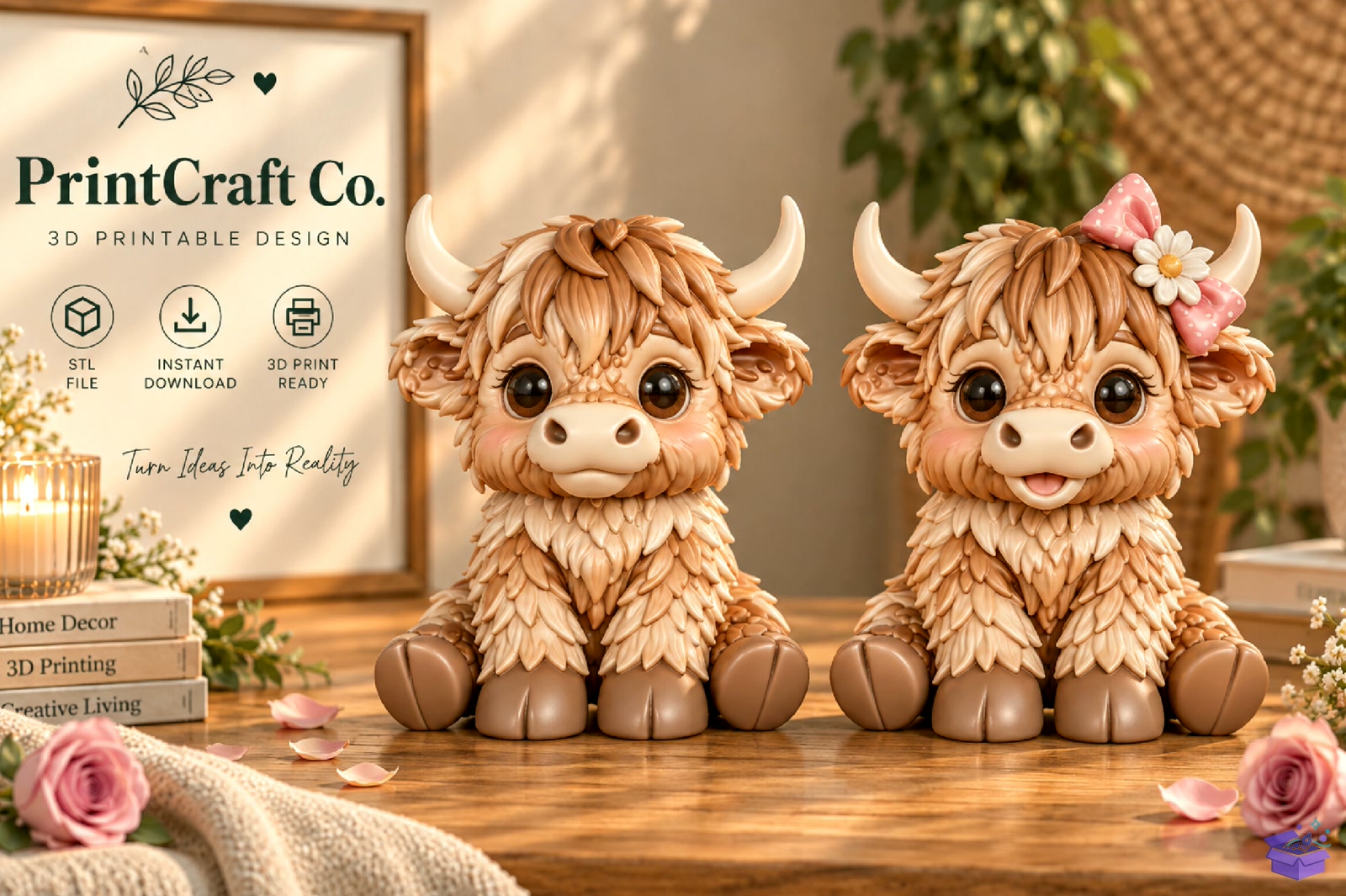 Cute Highland Cow Figurines STL - 3D Baskı ve Model Dosyası (STL, OBJ, 3MF) - detaylı önizleme 6