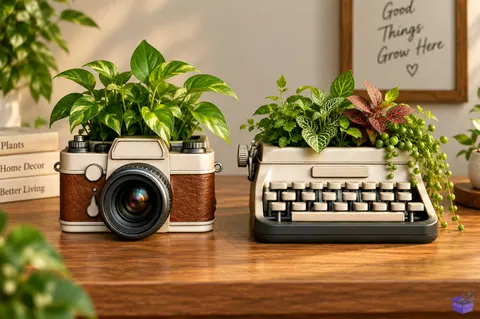 Vintage Camera Typewriter Saksı Tasarımı STL - 3D Baskı ve Model Dosyası (STL, OBJ, 3MF) - 3D Baskı  İndir (STL, OBJ, 3MF)