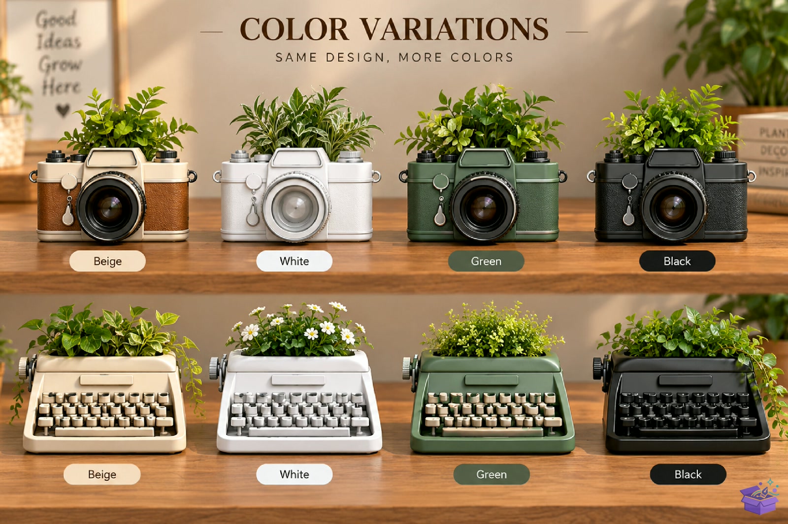 Vintage Camera Typewriter Saksı Tasarımı STL - 3D Baskı ve Model Dosyası (STL, OBJ, 3MF) - detaylı önizleme 2