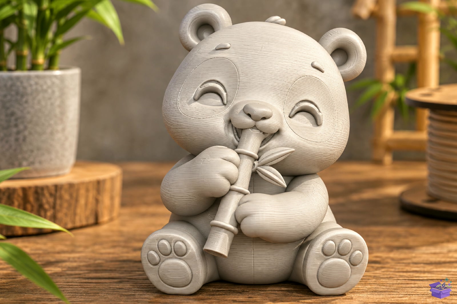 Cute Panda Bamboo Figurine STL - 3D Baskı ve Model Dosyası (STL, OBJ, 3MF) - detaylı önizleme 3