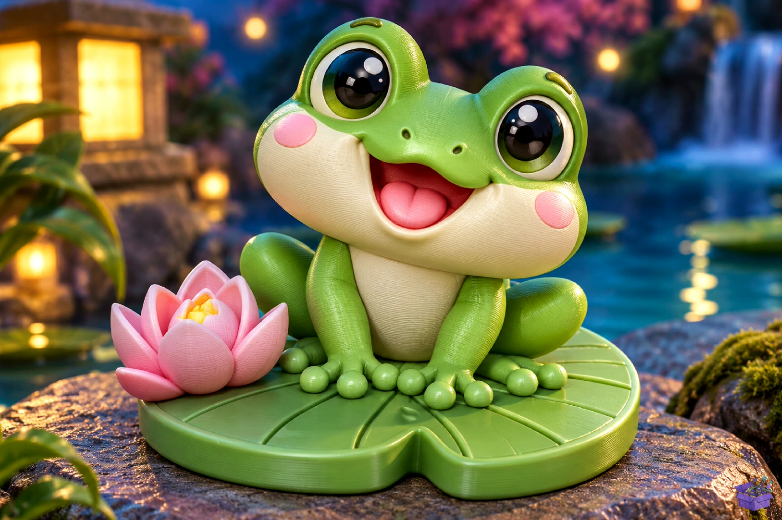 Cute Frog Lily Pad Figurine STL - 3D Baskı ve Model Dosyası (STL, OBJ, 3MF) - detaylı önizleme 2