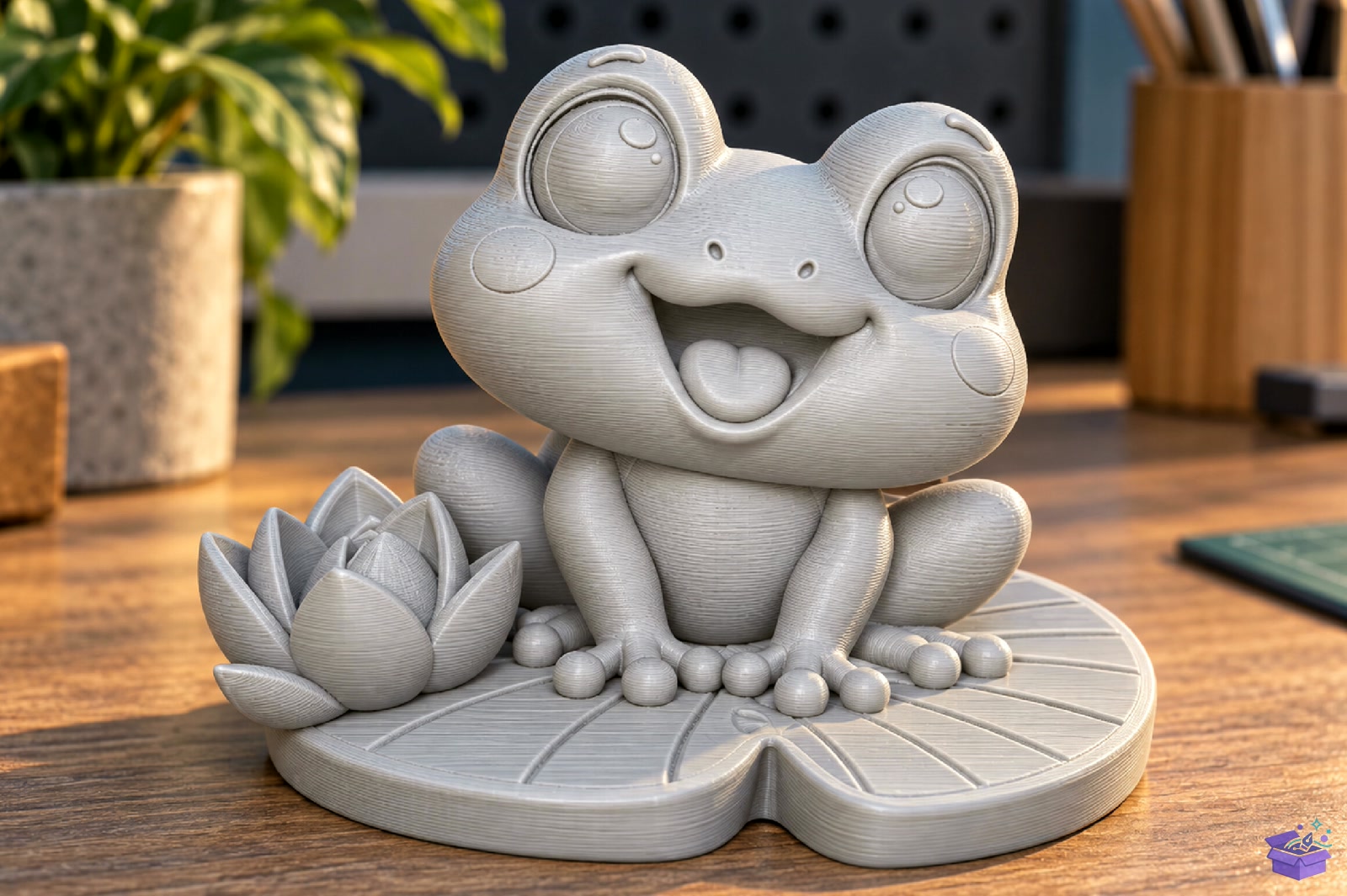 Cute Frog Lily Pad Figurine STL - 3D Baskı ve Model Dosyası (STL, OBJ, 3MF) - detaylı önizleme 3