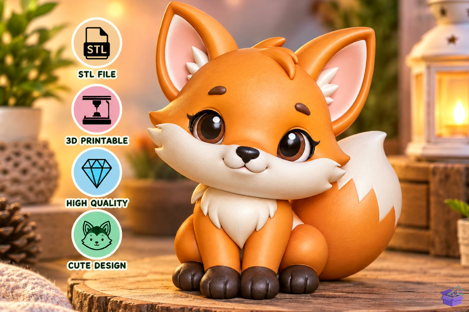 Cute Fox STL - 3D Baskı ve Model Dosyası (STL, OBJ, 3MF) - 3D Baskı  İndir (STL, OBJ, 3MF)
