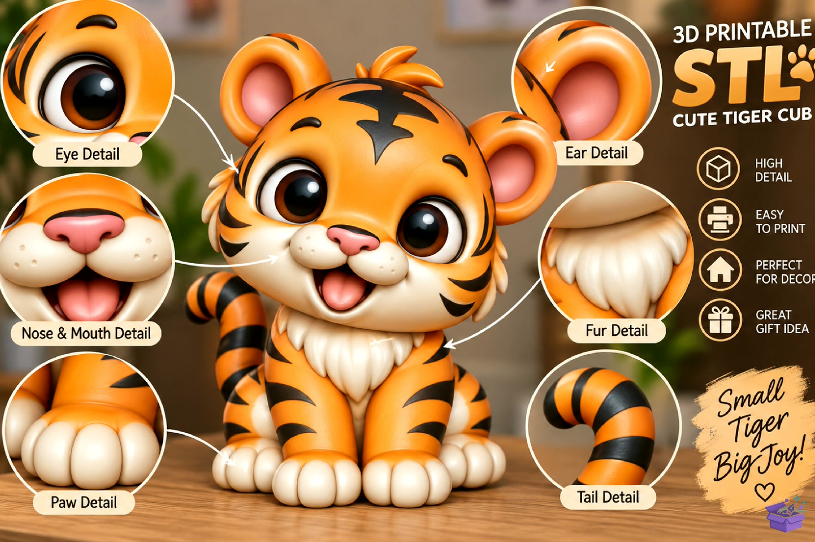 Tiger Cub STL - 3D Baskı ve Model Dosyası (STL, OBJ, 3MF) - detaylı önizleme 2