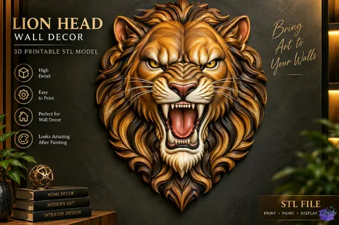 Lion Head STL - 3D Baskı ve Model Dosyası (STL, OBJ, 3MF) - 3D Baskı  İndir (STL, OBJ, 3MF)