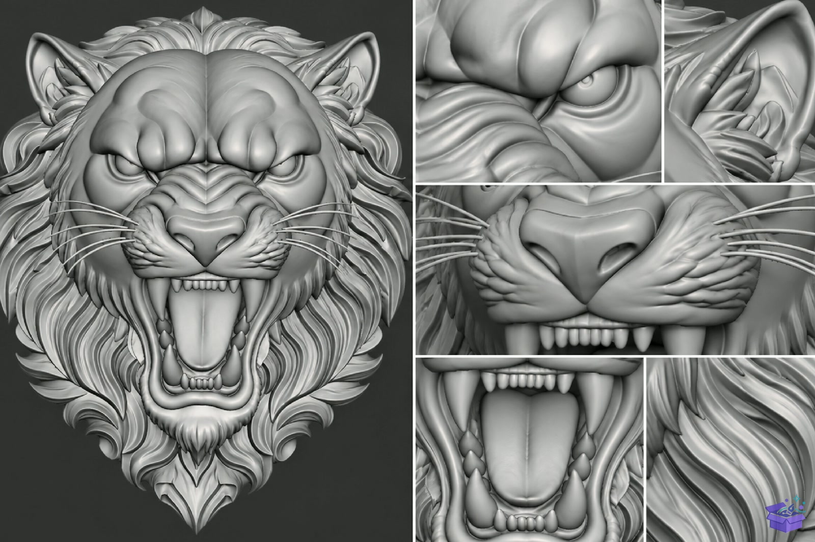 Lion Head STL - 3D Baskı ve Model Dosyası (STL, OBJ, 3MF) - detaylı önizleme 2