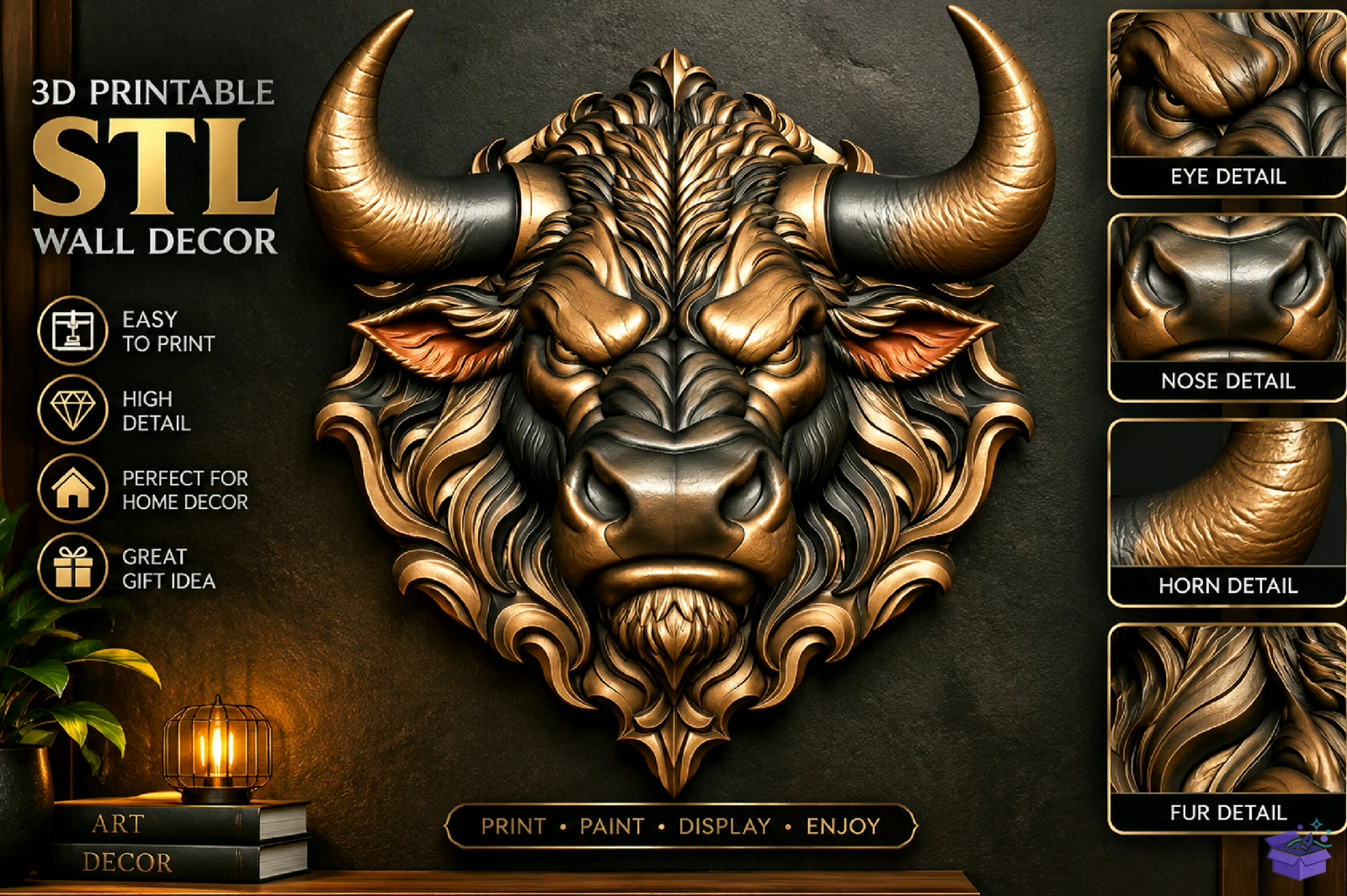 Bull Head STL - 3D Baskı ve Model Dosyası (STL, OBJ, 3MF) - detaylı önizleme 4