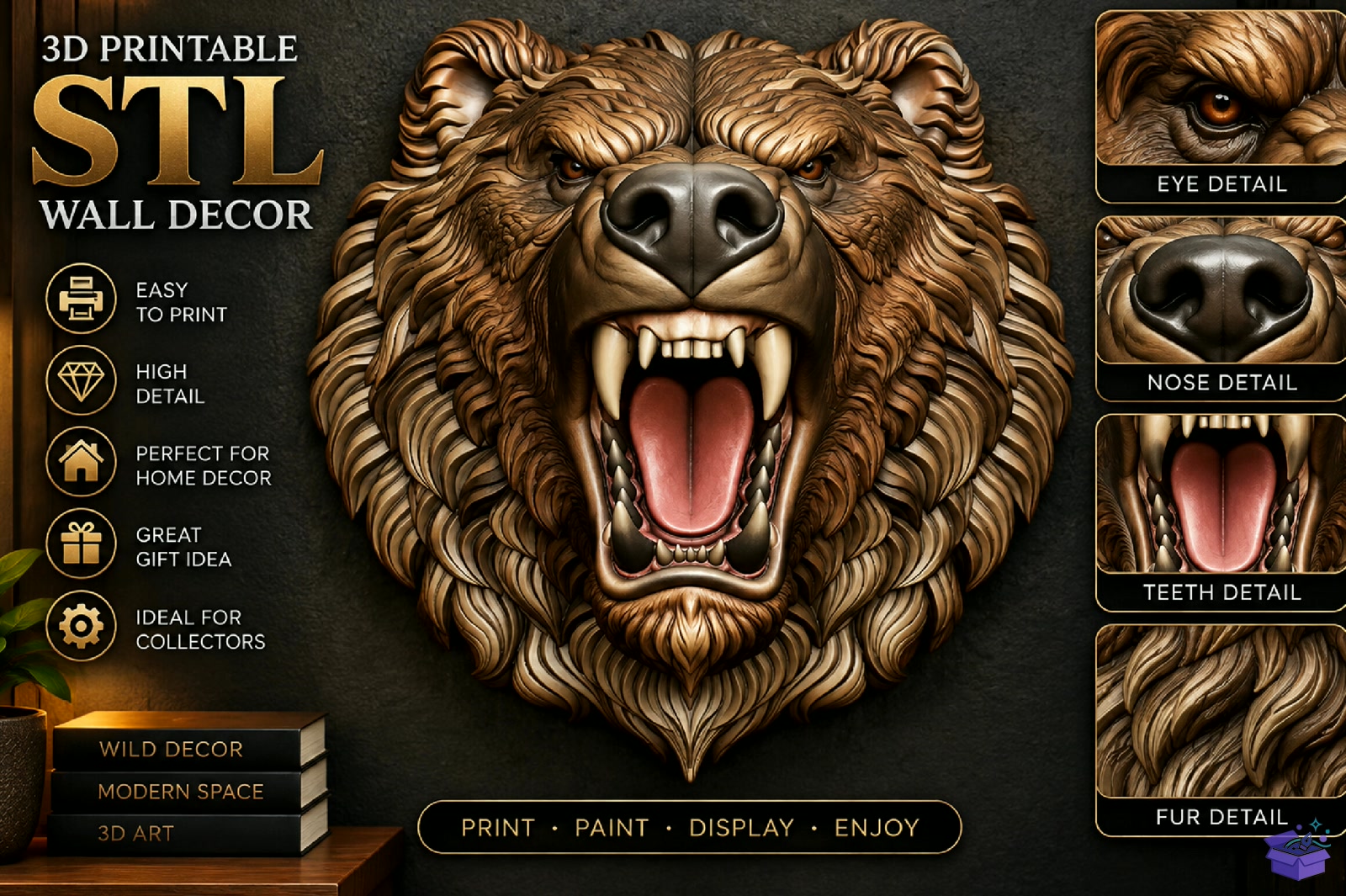 Bear Head STL - 3D Baskı ve Model Dosyası (STL, OBJ, 3MF) - detaylı önizleme 4