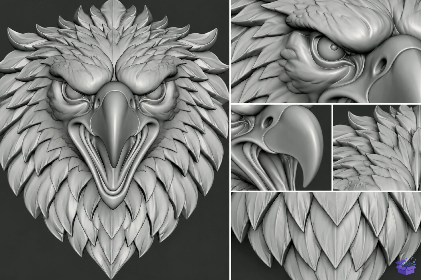 Eagle Head STL - 3D Baskı ve Model Dosyası (STL, OBJ, 3MF) - detaylı önizleme 2